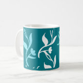 Mug Motif Feuille blanc Turquoise (Devant gauche)