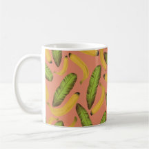 Motif feuille de banane corail tropical