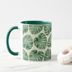 Mug Motif Feuille de Monstera Tropicale Verte