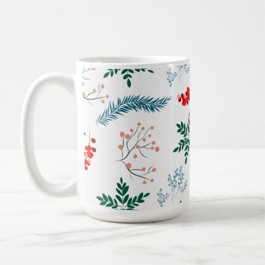 Mug Motif Feuille de Noël Merry & Bright (Gauche)