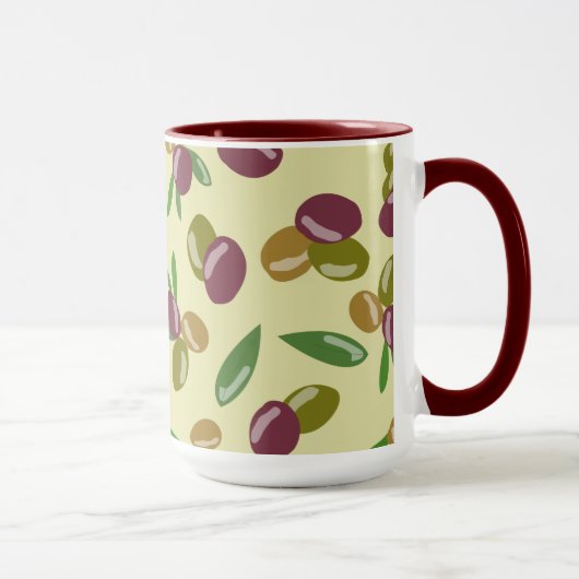Mug Motif Feuille d'olive et d'olive rustique (Droite)
