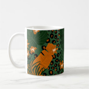 Mug Motif Feuille exotique léopard tropique