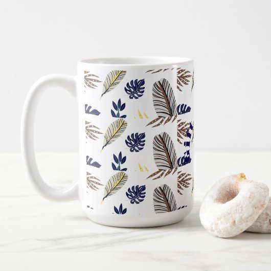 Mug Motif feuille moderne (Avec donut)
