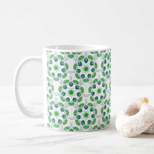 Mug Motif Feuille, Motif De Feuilles, Feuilles Verts (Avec donut)