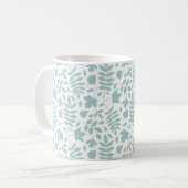 Mug Motif Feuille perdu Turquoise sur blanc (Devant gauche)