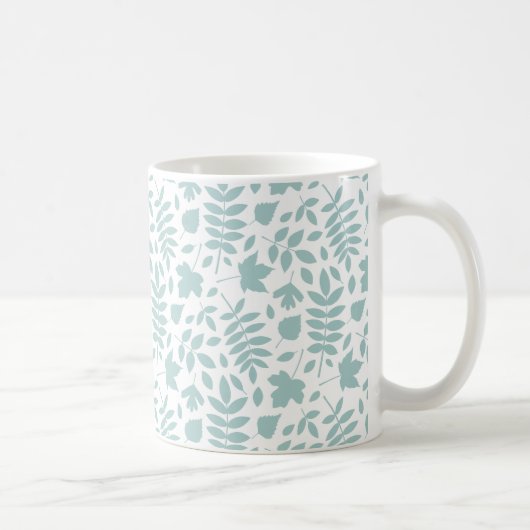Mug Motif Feuille perdu Turquoise sur blanc (Droite)