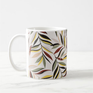 Mug motif feuille transparent sur fond gris,