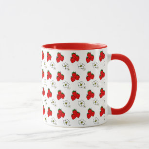 Mug Motif Fleur et Fraise Rouge Rétro
