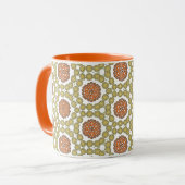 Mug Motif Fleur Jaune et Orange Rétro (Devant gauche)