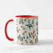 Mug Motif fleur multicolore, garniture rouge, (Gauche)