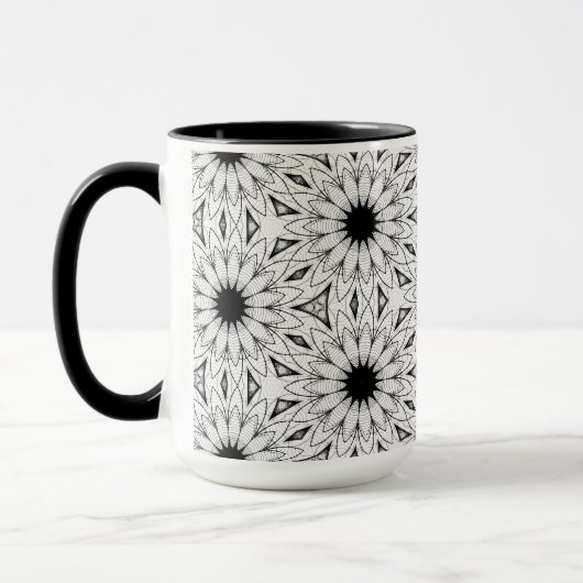 Mug Motif Fleur noir et blanc délicat (Gauche)