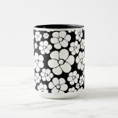 Mug Motif Fleur rétro en blanc sur noir (Centre)