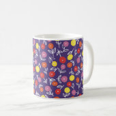 Mug Motif fleuri violet à pois (Devant droit)