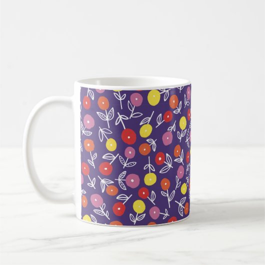 Mug Motif fleuri violet à pois (Gauche)