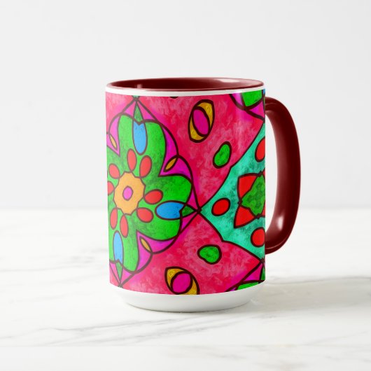 Mug Motif Fleurs Abstraites uniques (Devant droit)