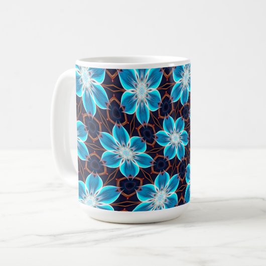 Mug Motif Fleurs bleues Abstraites (Devant gauche)