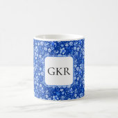 Mug Motif Fleurs et Feuilles Bleu Cobalt Monogram 11oz (Centre)