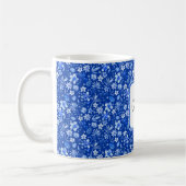 Mug Motif Fleurs et Feuilles Bleu Cobalt Monogram 11oz (Gauche)