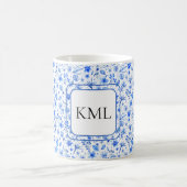 Mug Motif Fleurs & Feuilles Bleu Cobalt Monogram 11oz (Centre)