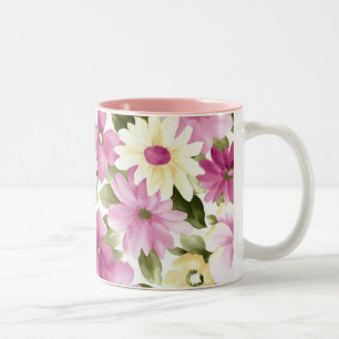 Mug Motif Fleurs Roses Et Jaunes