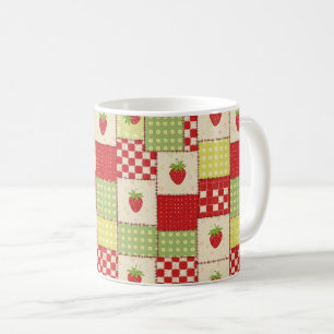Mug Motif floral à carreaux de fraise de ferme