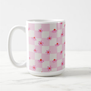 Mug Motif floral à carreaux de marguerite rose tendre