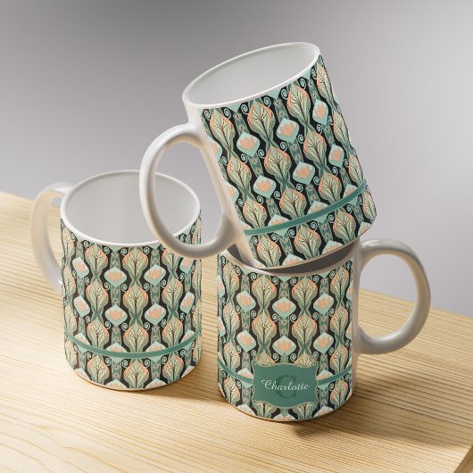 Mug Motif floral à monogramme botanique abstrait vinta