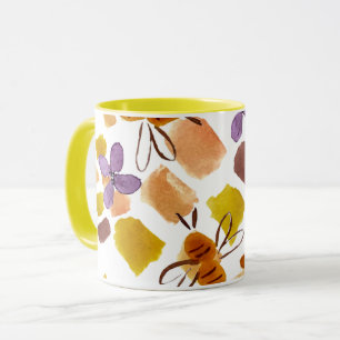 Mug Motif floral abeille jaune printemps aquarelle