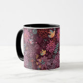 Mug Motif floral abstrait avec des oiseaux (Devant gauche)