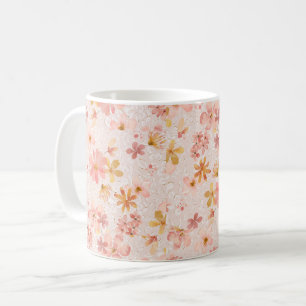 Mug Motif floral aquarelle rose poudré