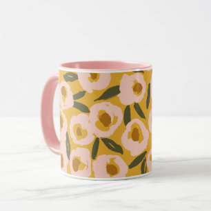 Mug Motif floral audacieux à l'encre   Botanique dessi