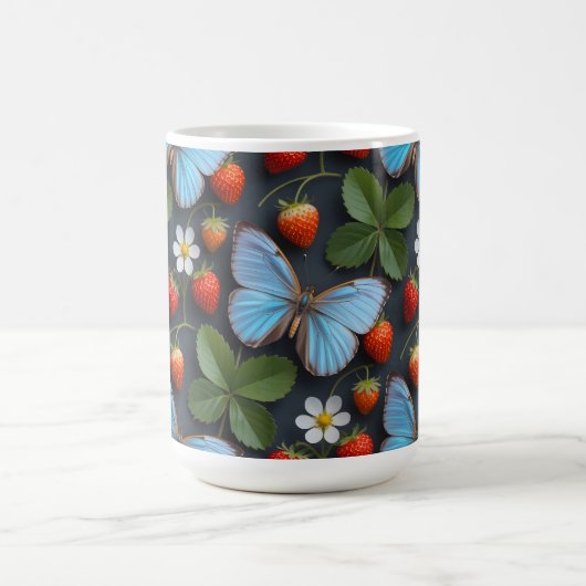 Mug Motif floral avec papillons morpho bleus (Centre)