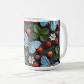 Mug Motif floral avec papillons morpho bleus (Devant droit)