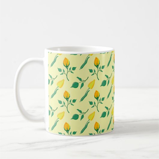 Mug Motif floral avec rose jaune et fleurs de tulipe (Gauche)