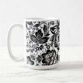 Mug Motif Floral Baroque Sur Noir Et Blanc (Gauche)