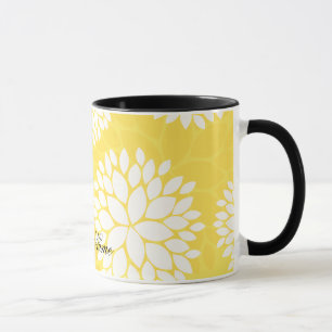 Mug Motif floral blanc jaune de monogramme