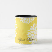 Mug Motif floral blanc jaune de monogramme (Centre)