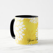 Mug Motif floral blanc jaune de monogramme (Devant gauche)