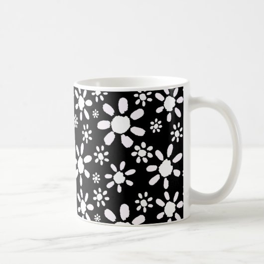 Mug Motif floral blanc moderne Fleur noire (Droite)
