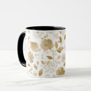 Mug Motif floral blanc or doux élégant