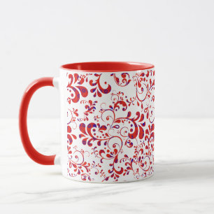 Mug Motif floral blanc rouge mou