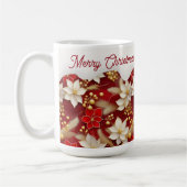 Mug Motif floral blanc rouge Noël #17 ID1009 (Gauche)