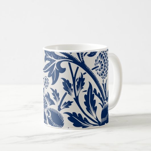Mug Motif floral bleu complexe sur fond clair (Devant droit)