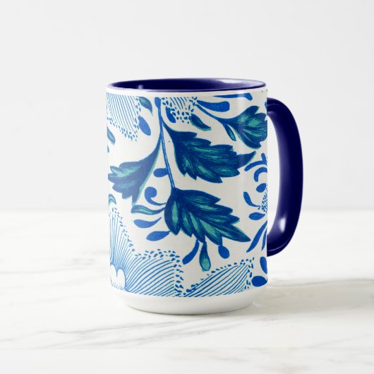 Mug Motif floral bleu et blanc (Devant droit)