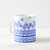 Mug Motif floral bleu et blanc, (Devant gauche)