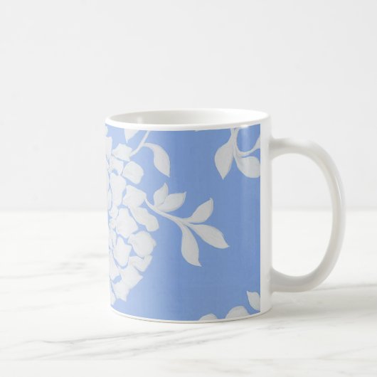 Mug Motif floral bleu et blanc personnalisé (Droite)