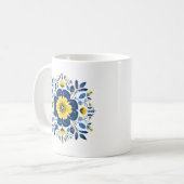 Mug Motif floral bleu et jaune (Devant gauche)