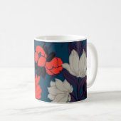 Mug Motif floral bleu et rouge élégant (Devant droit)