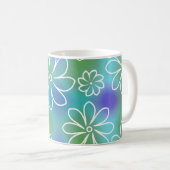 Mug Motif floral bleu et vert (Devant droit)