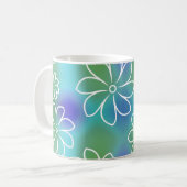 Mug Motif floral bleu et vert (Devant gauche)